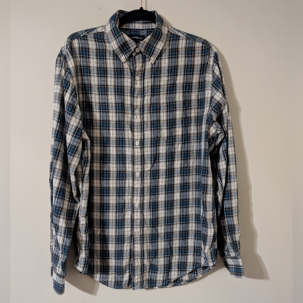 Croft And Barrow Men Plaid Long Sleeve Shirt Size M